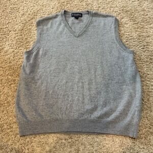Brooks Brothers Merino Wool Sweater Vest V-Neck Sleeveless Gray Mens‎ Size Large